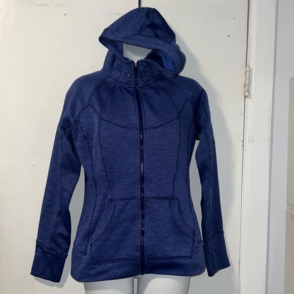 ATHLETA Periwinkle Purple Stripe Strength Zip Up Hoodie Jacket-S - Picture 1 of 10